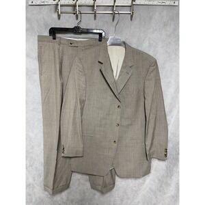 Hugo Boss Suit Men's 46L Beige Wool 3B Academia Office Career 40X31 Pants Luxury